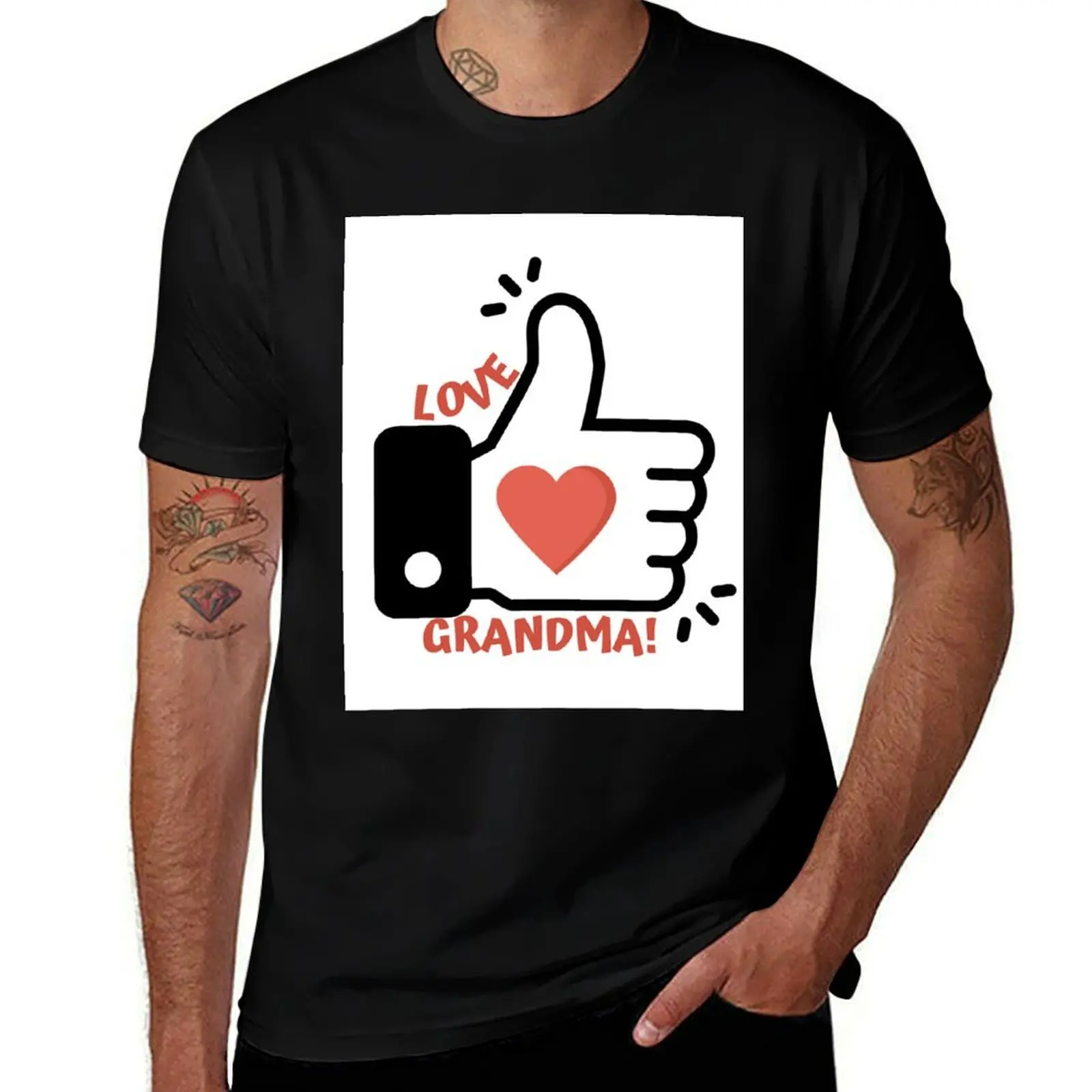 

THUMBS UP LOVE GRANDMA T-Shirt man t shirt summer T-Shirt