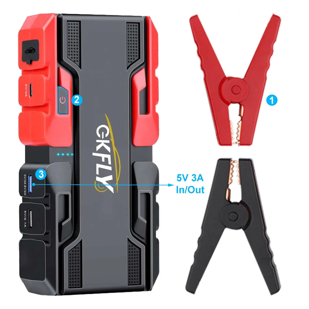 Image of GKFLY 3000A 4000A Auto-Starthilfe Powerbank für Autostarter, tragbares Notstartgerät für Benzin und Diesel