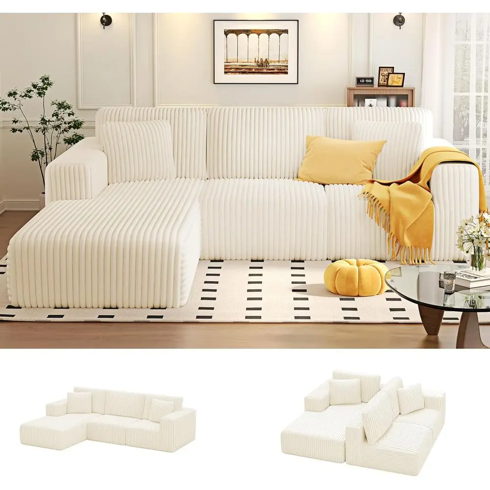 

L-Shaped Cloud Sofa Sectional for Living Room or Bedroom, Beige