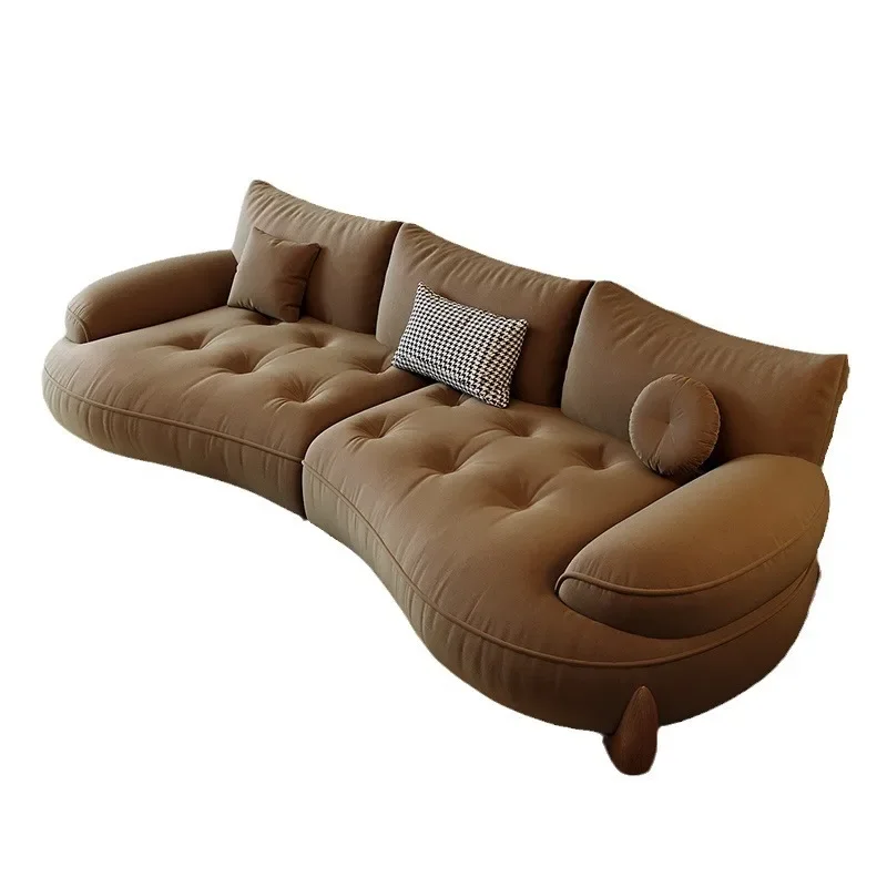

Living room latex cat paw leather multi-person sofa