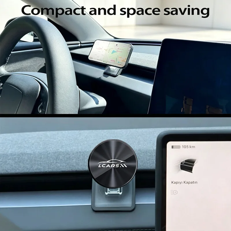 Lcars Car Phone Holder Suitable for Model 3 Highland 2024, Model Y Launch 2025 Models, One-Handed Operation, Space-Saving, Does Not Block the Line of Sight for Driving Navigation