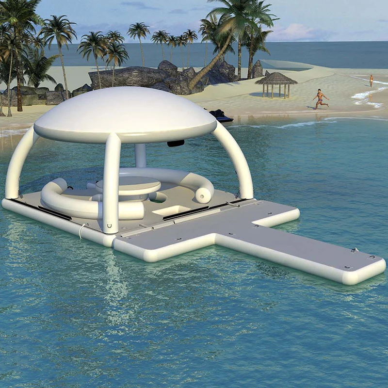 Large Floating Water Tent Sports Style Inflatable Party Island for Water Park Newly