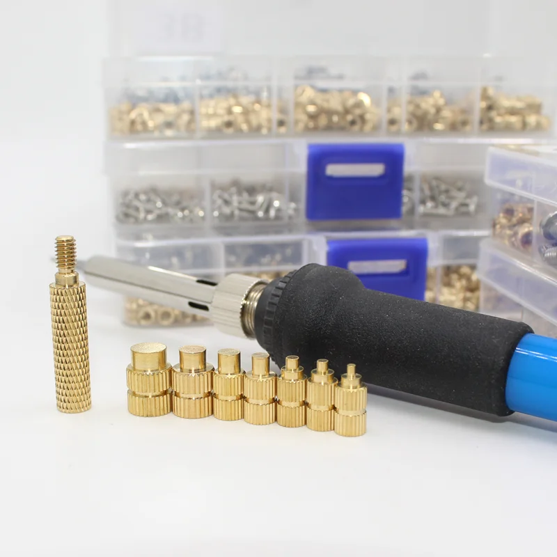 Messing Hot Melt Gewinde einsatz Mutter Eisens pitze 3D-Drucker Zubehör Heiz mutter Edelstahl Schraube Schraube Einst eck mutter Kit m2 m2, 5 m3 m4 – Detail 8
