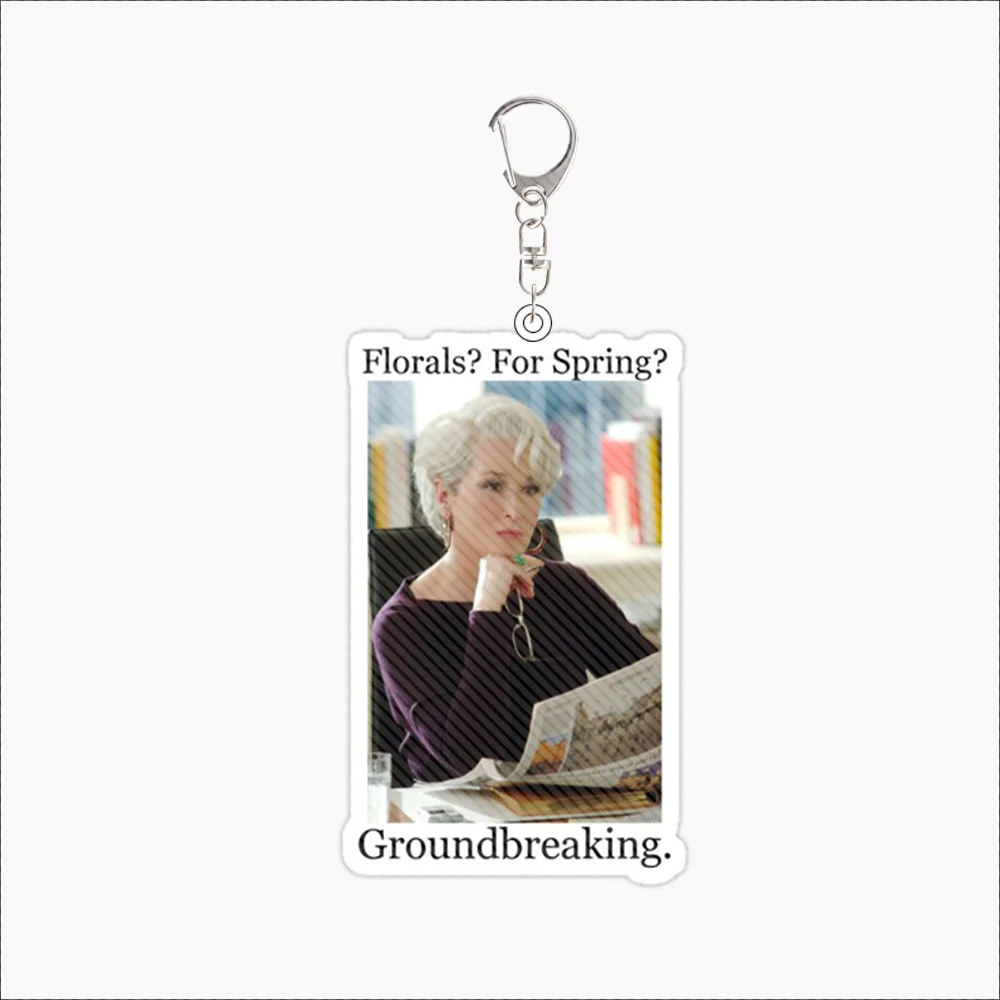 Popular Movie TDWP Peripheral Miranda Priestly 5cm Acrylic KeyChain Creativity Backpack Accessories Pendant Festival Gift