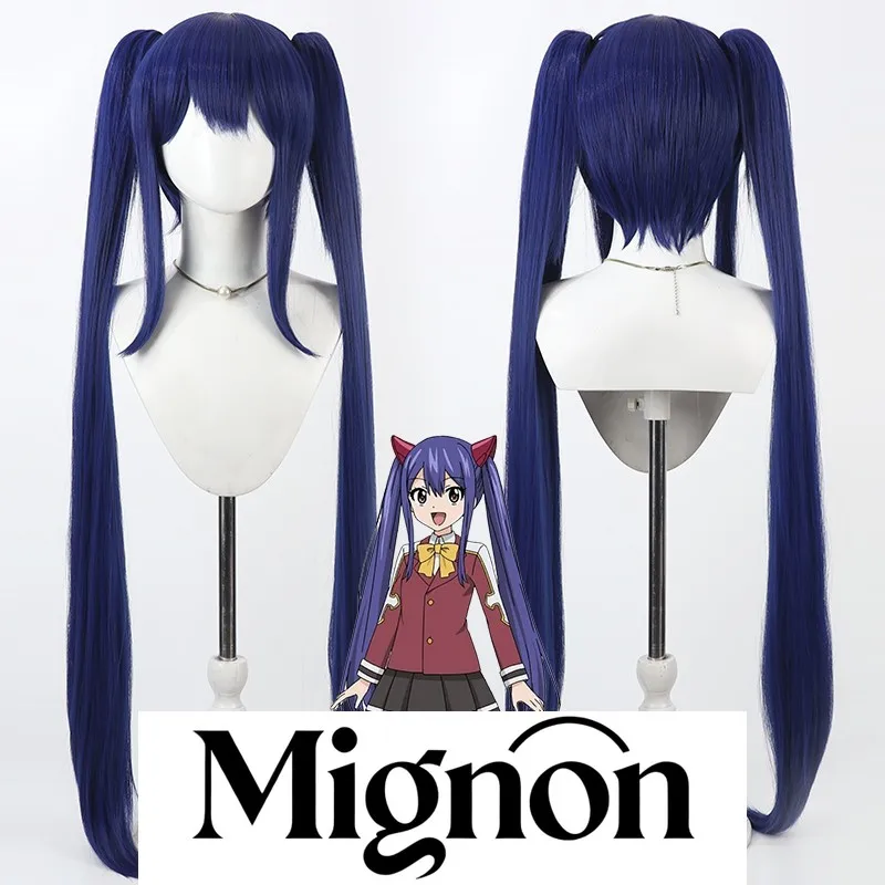 Fairy Tail Wendy Mignonl cosplay wig dark blue twin tails Halloween gift