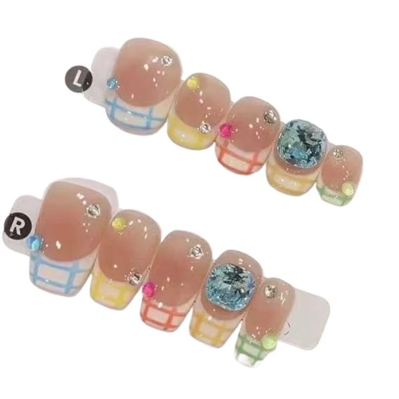 

Чистая фототерапия ручной работы с радужным ногтем, многоразовый патч для ногтей, съемный кот