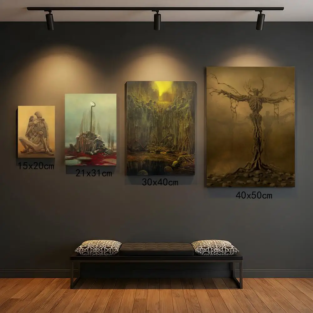 Z-Zdzislaw Beksinskis Kunstposter, hochwertige HD-Selbstklebende Wanddekoration – zum Abziehen und Aufkleben, rückstandsfrei