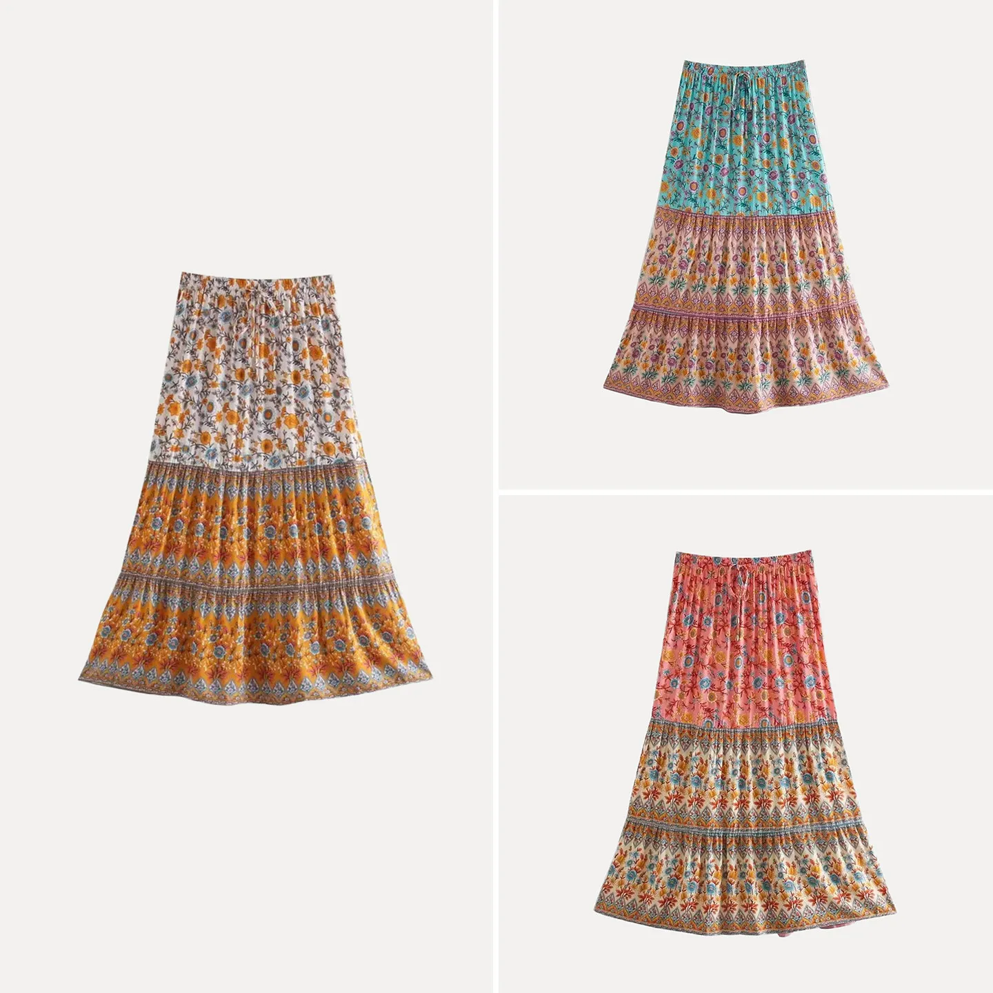 Fashionable Floral Print Half-length Long Skirt Women's Summer 2026 Belted Dress Age-reducing Versatile ZADATA Low-waist Loos...