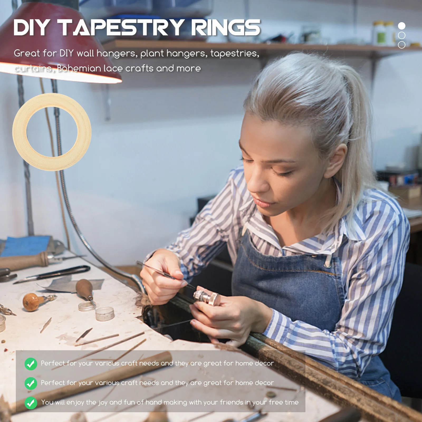 

30Pcs DIY Accessory Multi-Function Handmade Rings Perfect for Tapestries Curtains and Home Decoration Macrame Rings