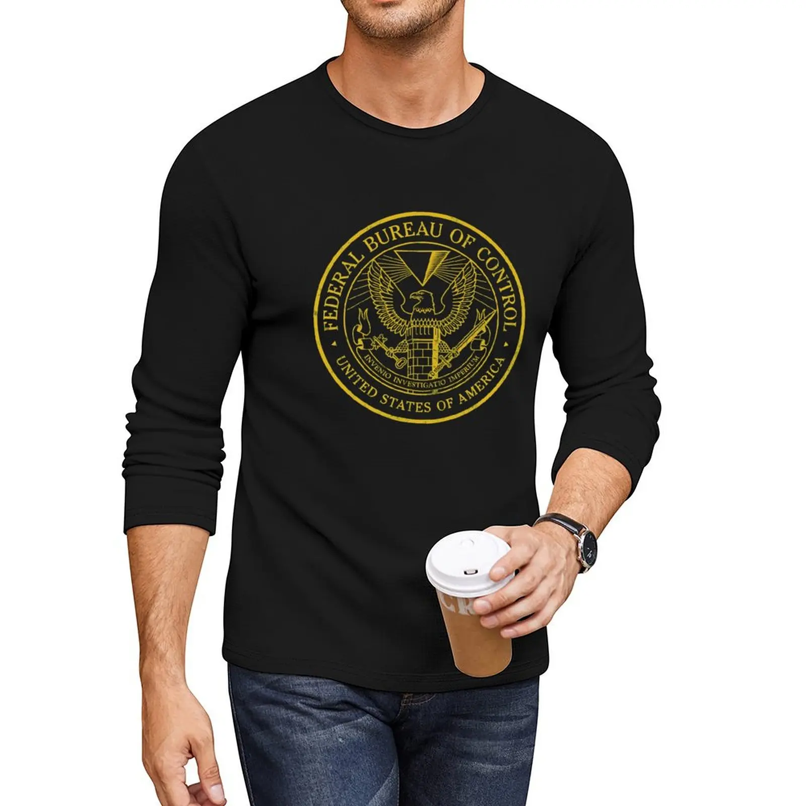 Federal Bureau of Control Control Game Logo Distressed Logo Long T-Shirt t shirt man t-shirts man graphic t shirts mens clothing