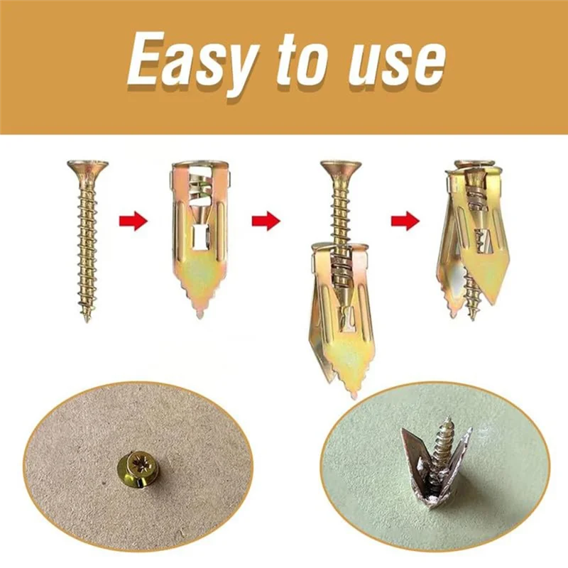 

AA21-100PCS Upgraded Self-Drilling Anchors Screws, Drywall Anchors And Screws Kit, Easy Application No Drill Or Holes In Wall