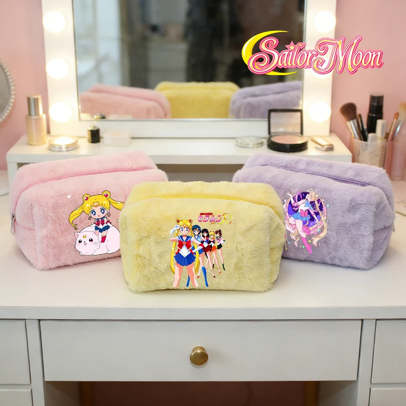

Sailor Moon Cute Fluffy Makeup Bag Women Portable Cosmetic Bag Girls Cosmetic Pouch Storage Bags Travel Organizer Toiletry Bags
