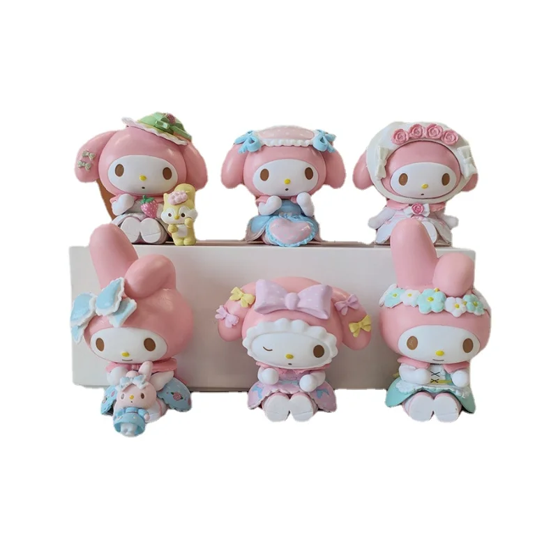 

Sanrio Hello Kitty Figures toy Kawaii Kuromi Cartoon My Melody Pom Pom Purin PVC Anime Dolls Mini Model for Cake Decoration Gift