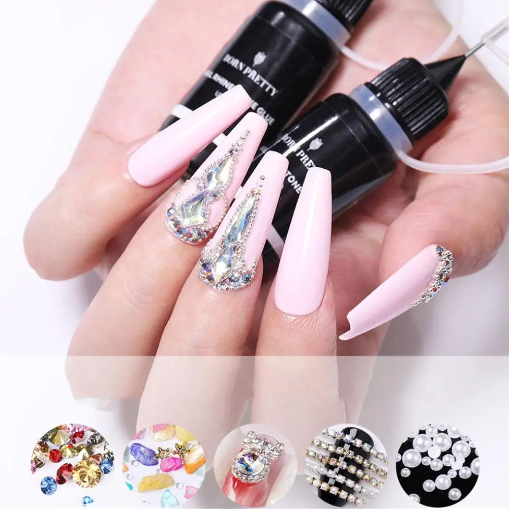 10ML Nail Rhinestone Adhesive Glue For Stick The Drill Tranparent Nail Glue Soak Off UV LED Nail Art Gel Varnish