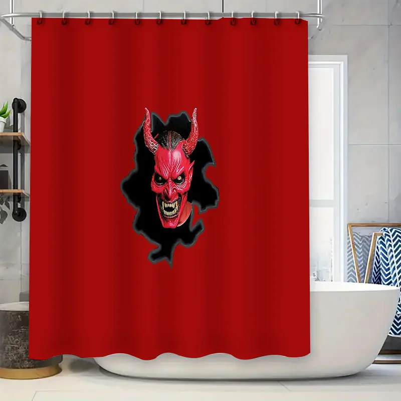 

Gothic Horror Shower Curtain Skull Demon Halloween Decor Bathroom Set Spooky Gothic Art Dark Home Textile Room Divider
