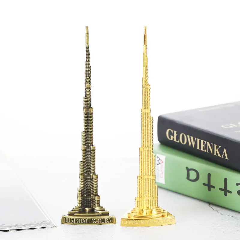 World Landmark Building Model Dubai's Khalifa Tower Crafts Metal for Home Decoration Desk Accessories