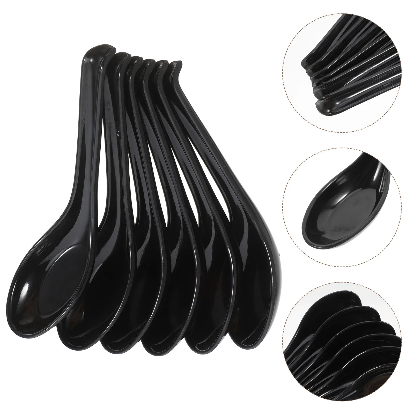 6pcs Plastic Spoon Japanese Style Soup Ladle Creative Hook Style Soup Scoop Rice Spoons Home Restaurant Kitchen Supply Cutlery