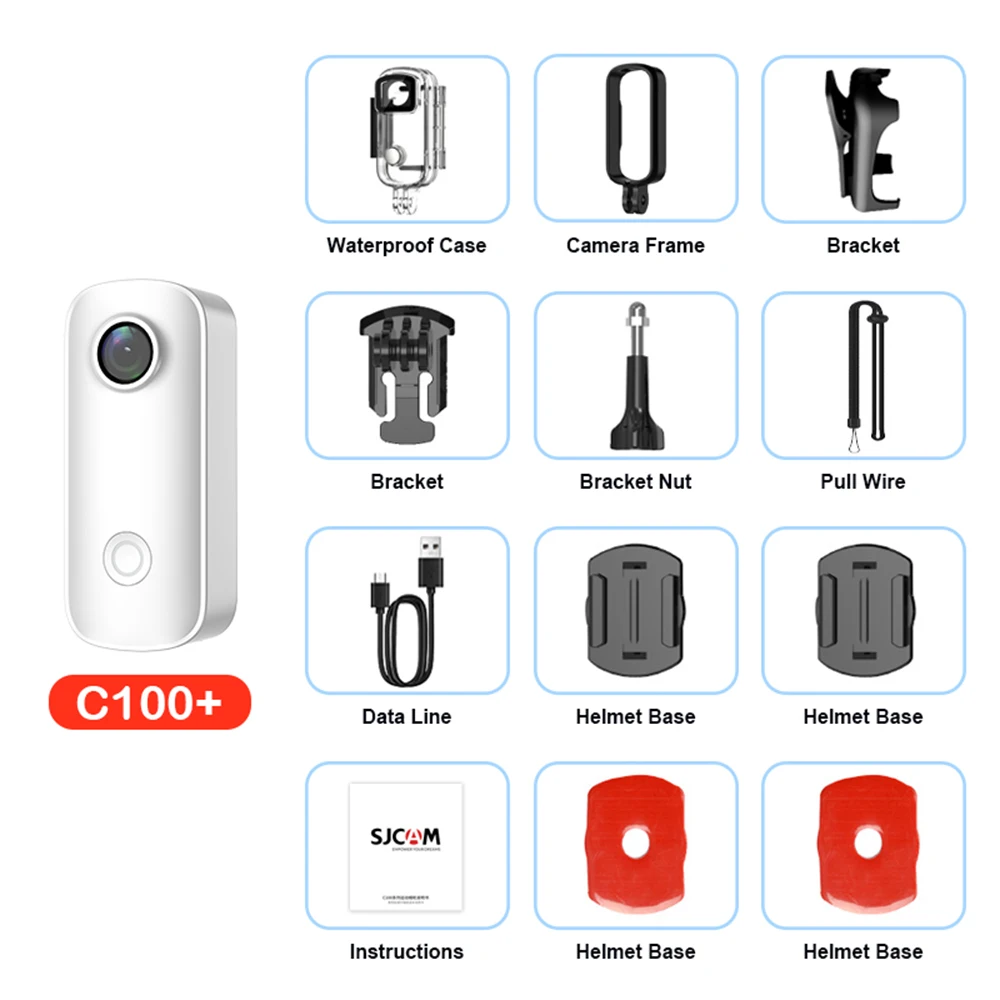 SJCAM C100 Mini 4K Action Camera POV Duim Body Camera Lichtgewicht Magnetische Camera 30M Onderwater Vlog 8x Zoom Loop Recording