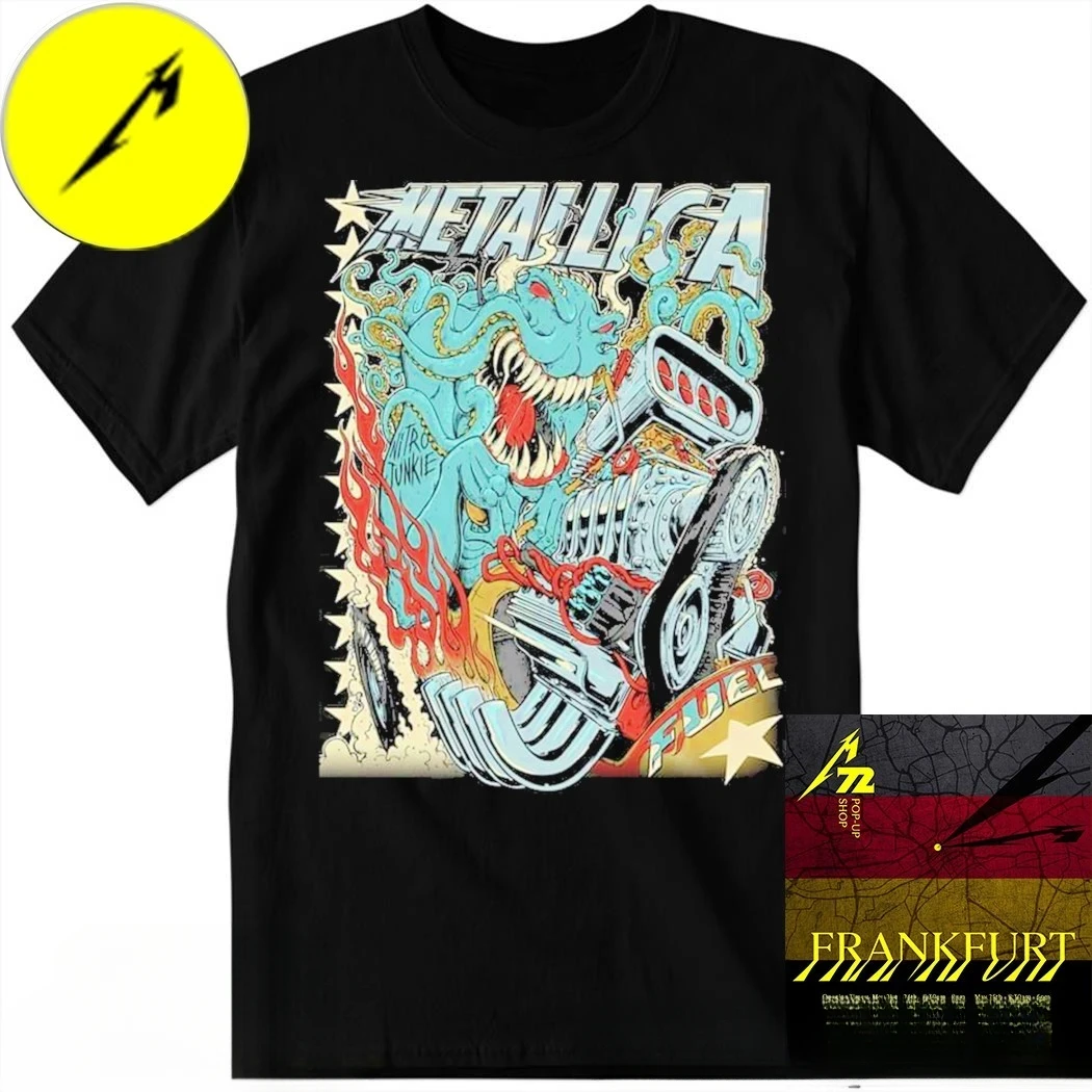 Metallica Fuel Nitro Junkie Green Monster & Hot Rod Engine Band T-Shirt Cotton Graphic Tee Men Women Summer Streetwear