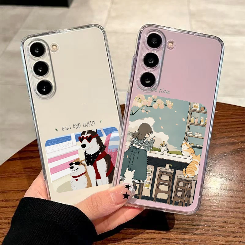 Cartoon fresh style Cat Phone Case For Samsung A56 A36 A26 A54 A52 A50 A70 A40 A12 A14 A16 A22 A24 A42 A34 A32 5G A04s A06 Cover
