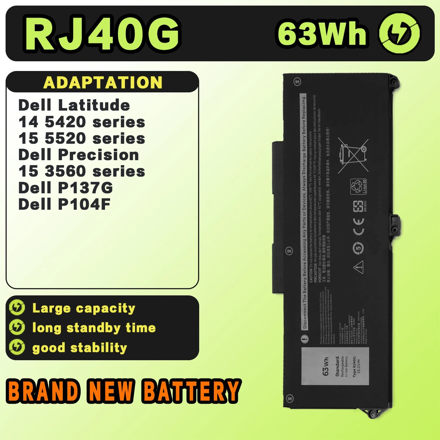 

SAT Laptop Battery for Dell M5y0x Latitude E6420 E6520 E5420 E5520 E6430 E5530 E5430 E5430 71R31 11.1V 97WH