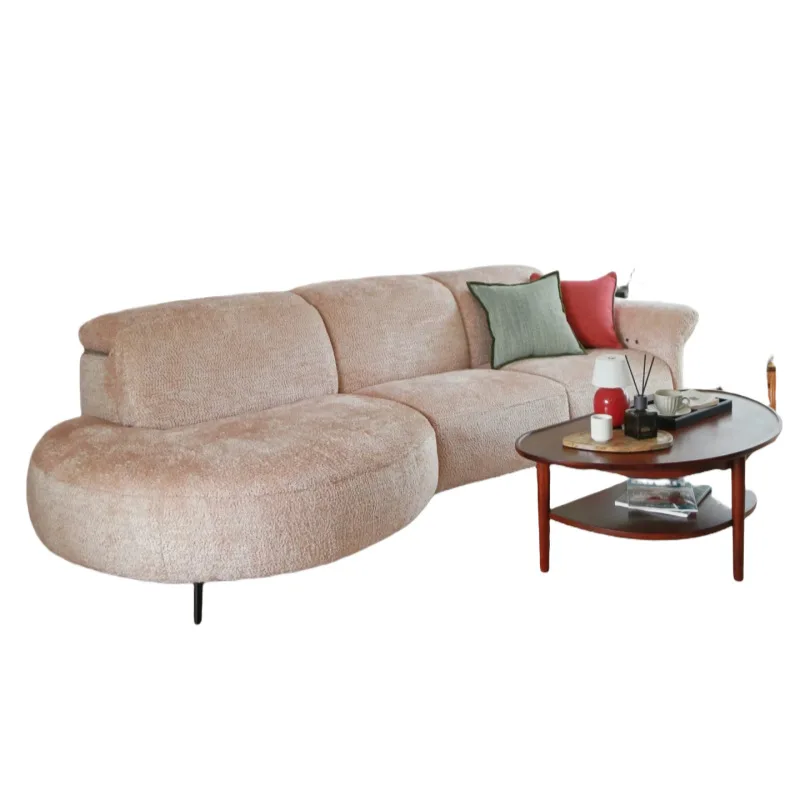 Italian minimalist cream wind moon curved fabric round princess sofa