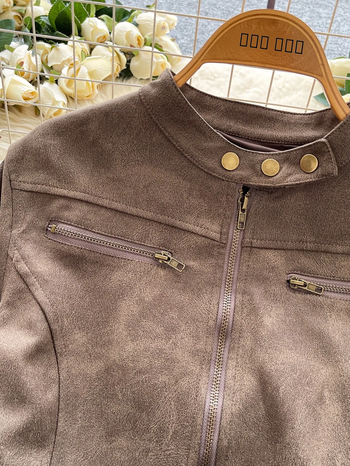 Rétro américain Sle femmes ort Jaet rond Ne Long manteau en cuir Sve décontracté coupe ample boutonné polyvalent haut d'automne