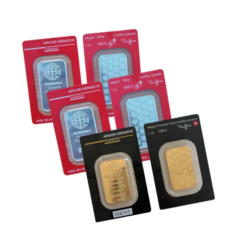 Non-magnetic Gold Plated Bullion Ingots 1oz/2.5g/5g/10g/20g/50g/100g Sealed Brass Bar With Unique Serial NO. Commemorative Gifts
