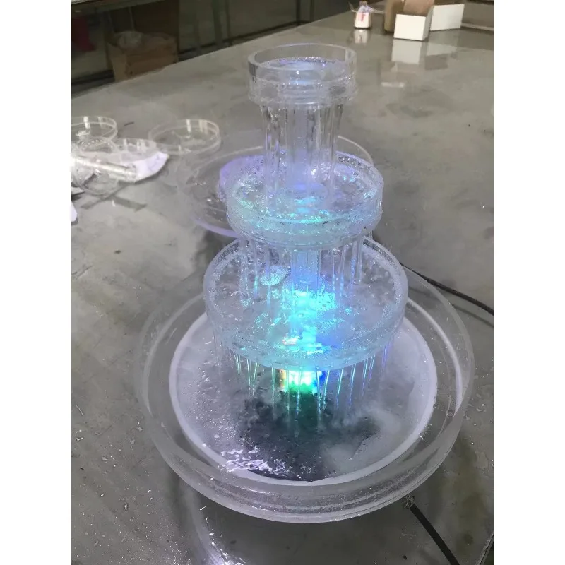 4 Layer Acrylic Cake Stand with Fountain Acrylic Cake Stand with Light Emitting Diode Lighting and Fountain