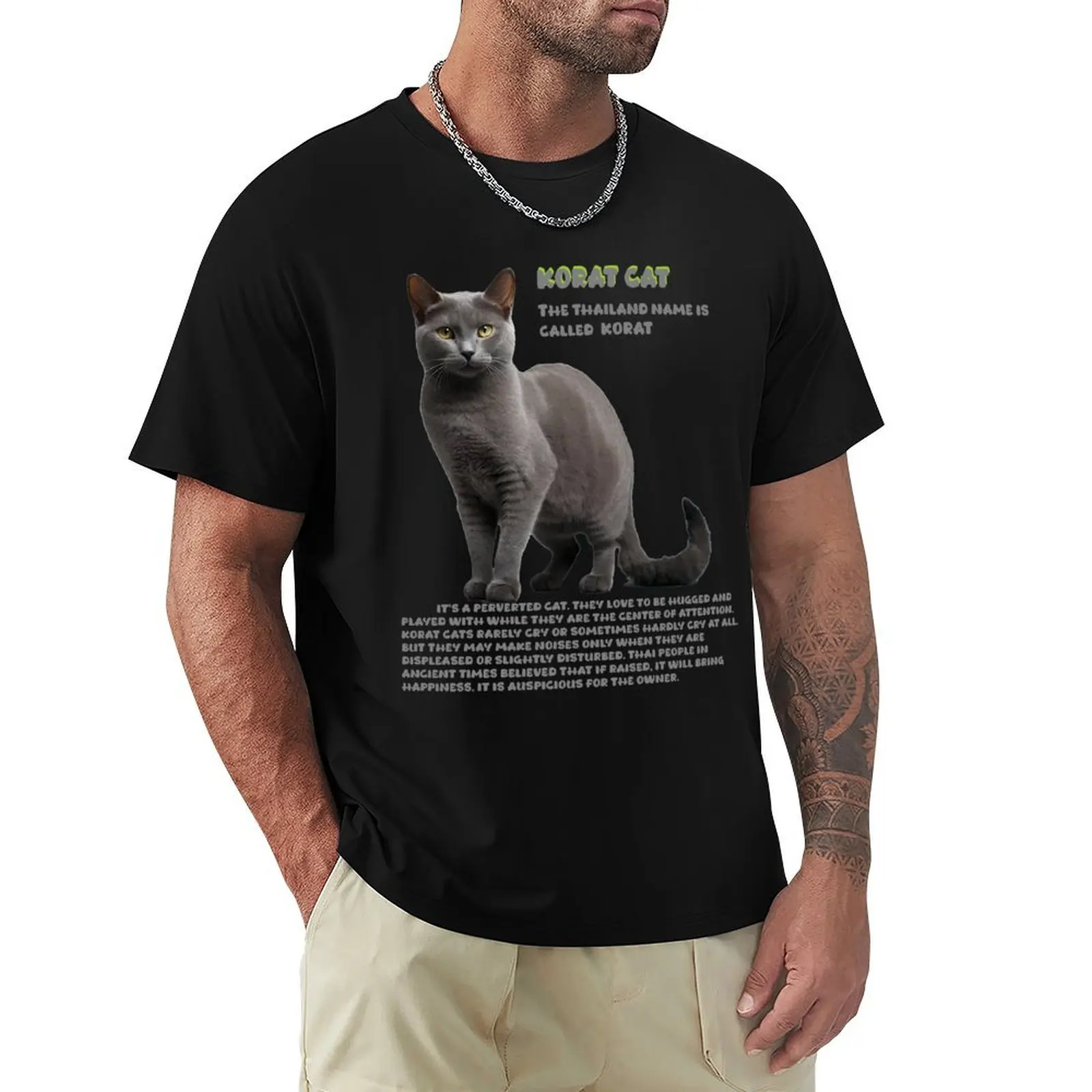 Camiseta de la raza de gatos Korat, corte relajado, informal, de manga corta