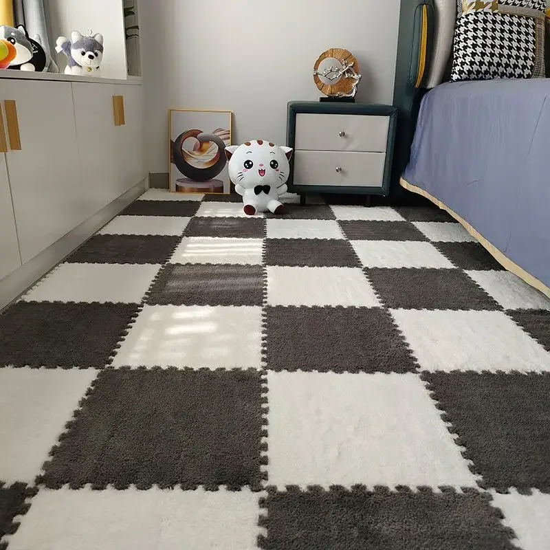 Tapis de Sol en Polymères Doux en Peluche, Épissage, Patchwork, Épais, Puzzle, Gym pour Bébé, 10 Pièces