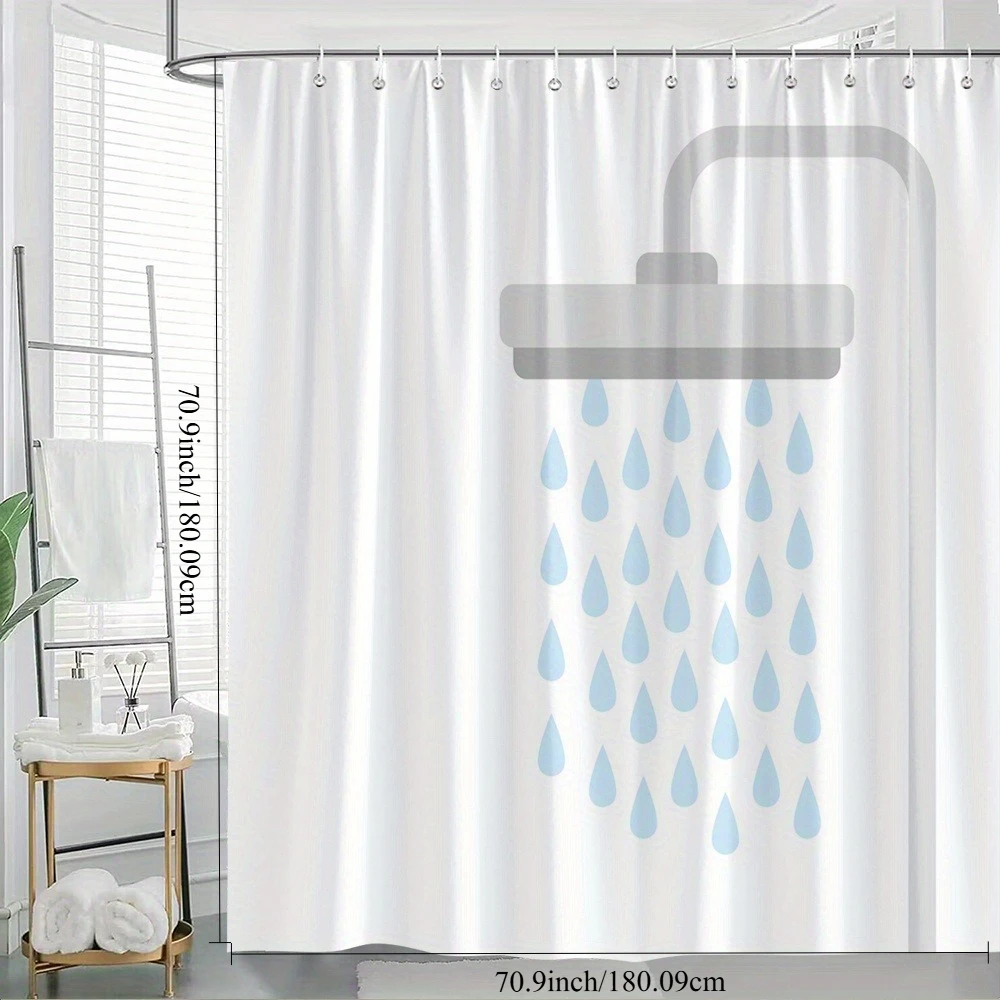 Cute Blue Rain Drops Shower Curtain Waterproof Bathroom Decor Home Accessories Shower Curtains 180x180cm