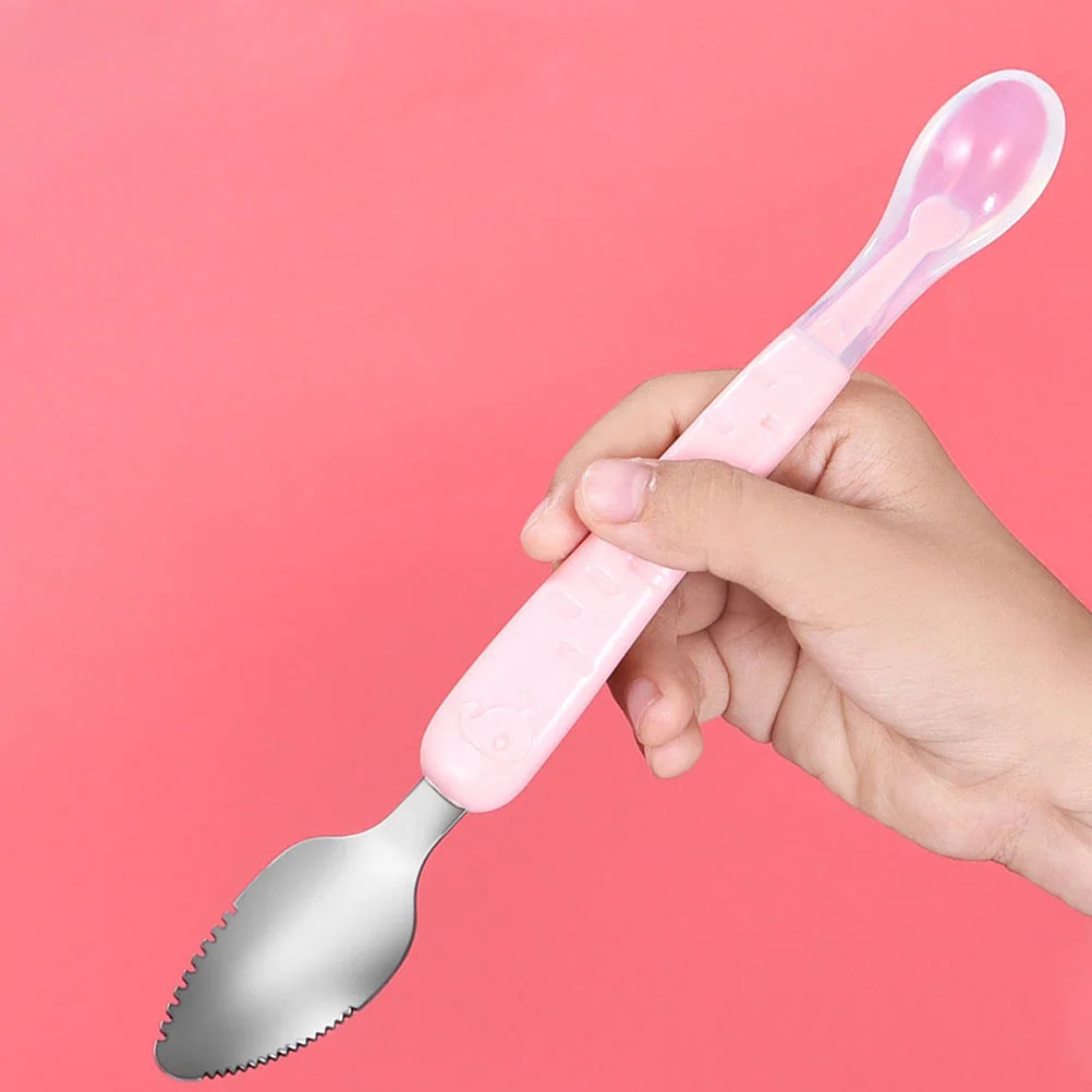 2 Pcs Scraper Serrated Spoon Double-headed Baby Spoons Grapefruit Stainless Steel Puree Scraping Child