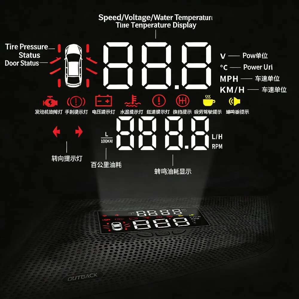 Car HUD Head Up Display For Subaru Legacy Outback (BS/BT) 2014-2025 LED Screen Windshield Projector Speaker Cover Accessories view 3