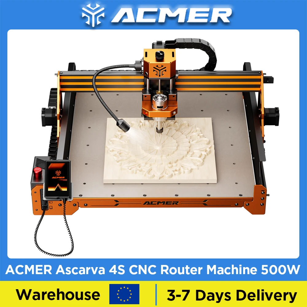 

ACMER 4S 70WCNC Router Machine 3 Axis Control LED Touchscreen Emergency-Stop Upgradable for Wood Plastic Acrylic 400*400*80mm