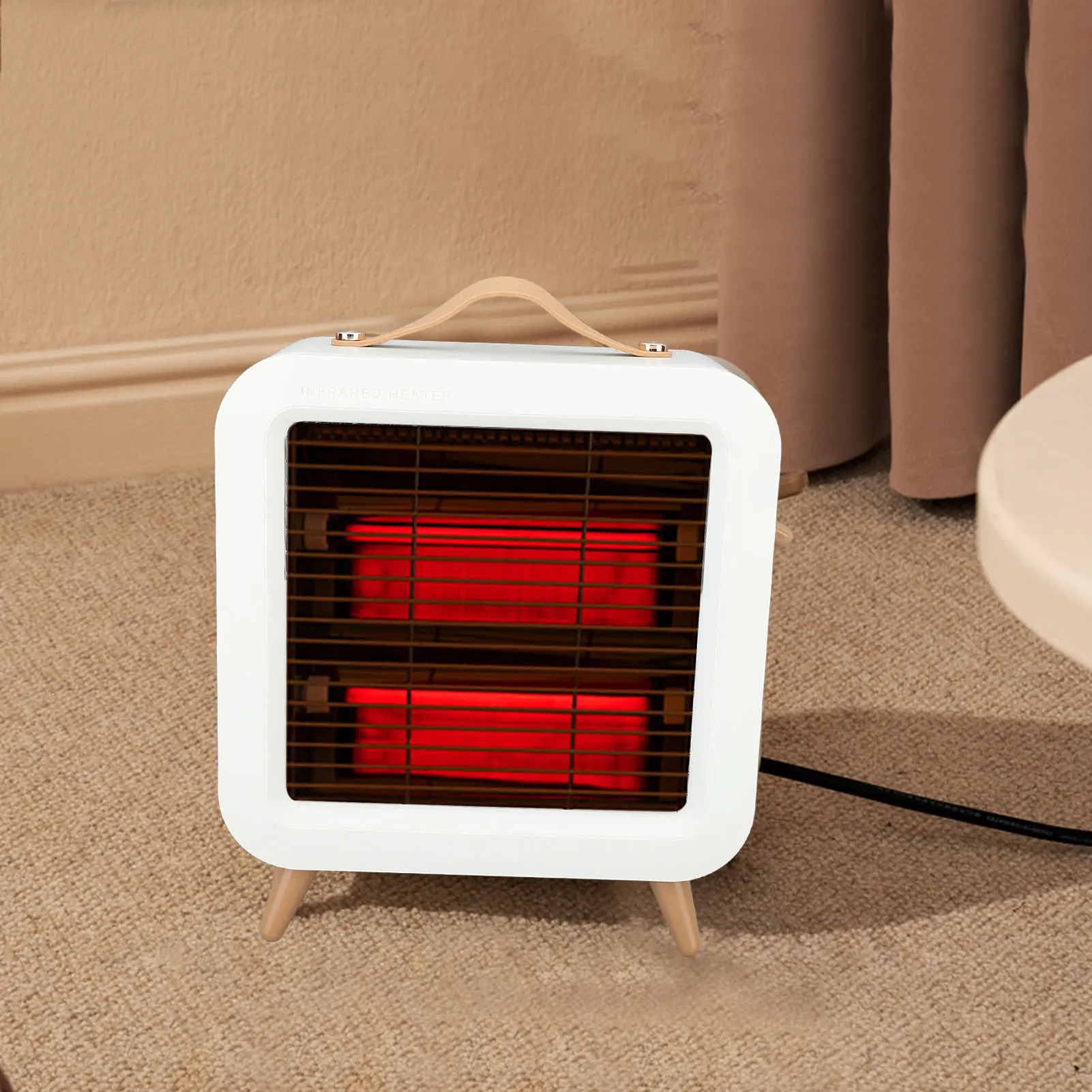 Portable Electric Space Heater 550W Safe Quiet Heater Fan Mechanical Control Desktop Infrared Heater