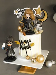 Happy Birthday Cake Decoration Acrylic Boy Girl Magic Dark Academy Theme Cake Topper For Kids Birthday Party Baking Decor Gift