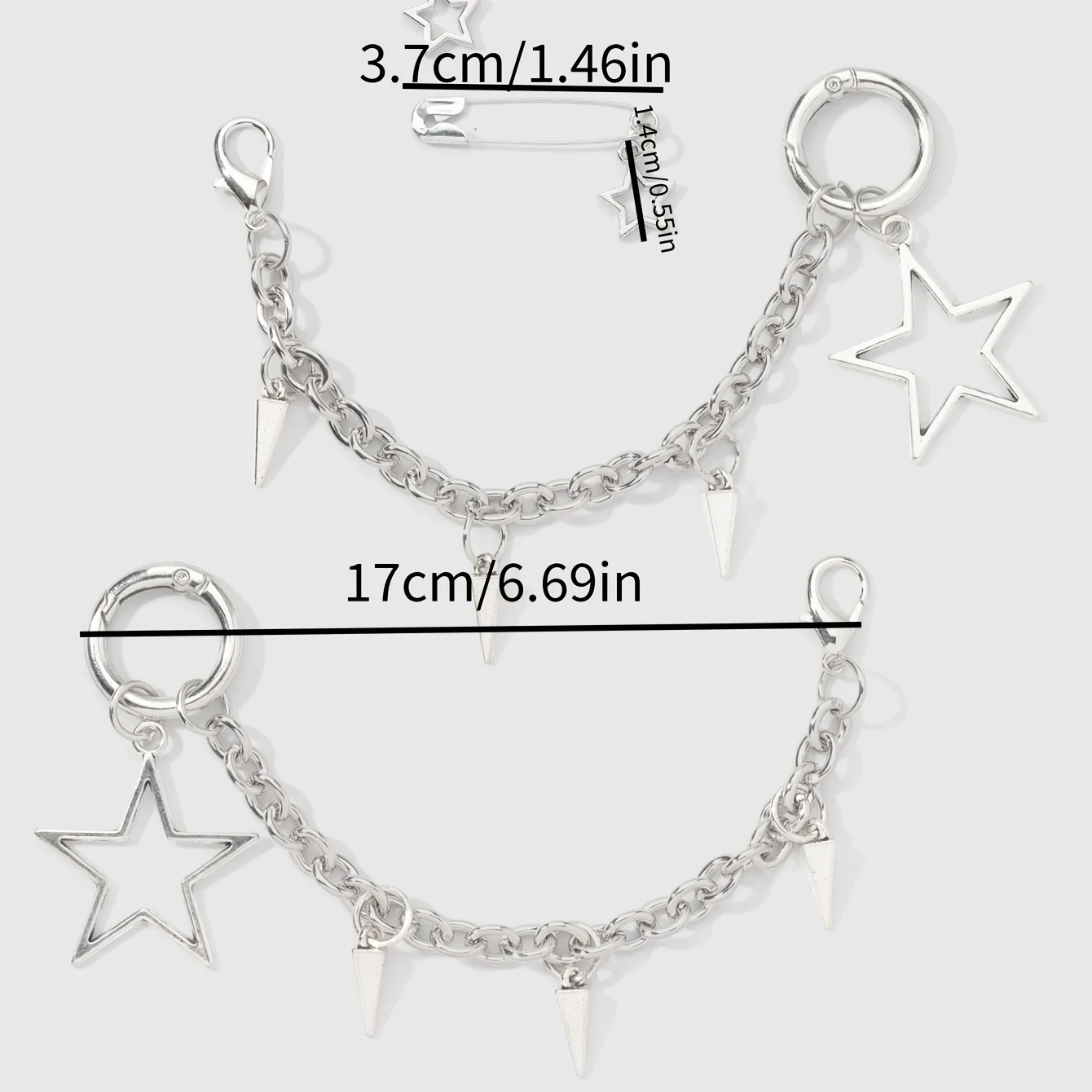 4Pcs Dark Grunge Style Hollow Star & Cone Spike Pendant Boot Decorations, For Daily Outfit, Halloween and Party Gifting