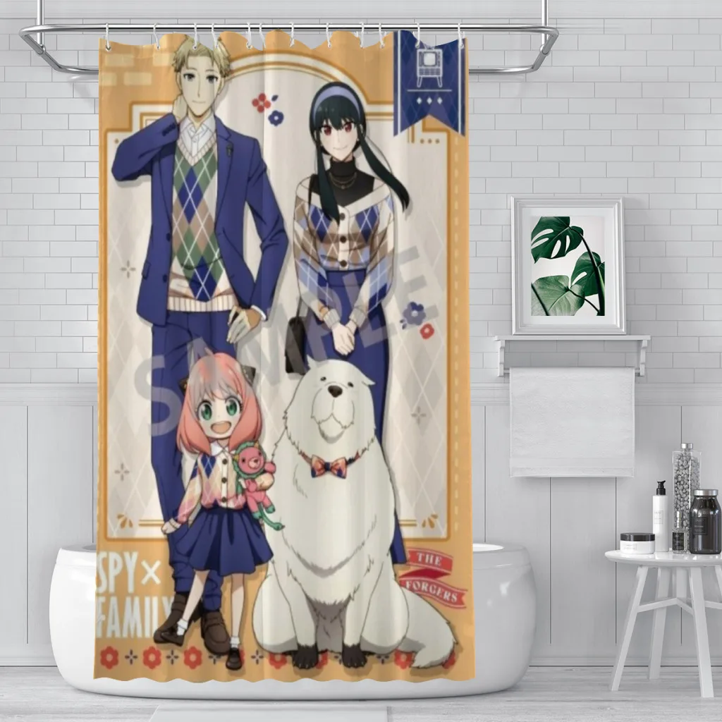 Spy X Family AnimeUnique decor Spy X Family Anime Modern Fabric Bathroom Shower Curtains art design Print Curtain