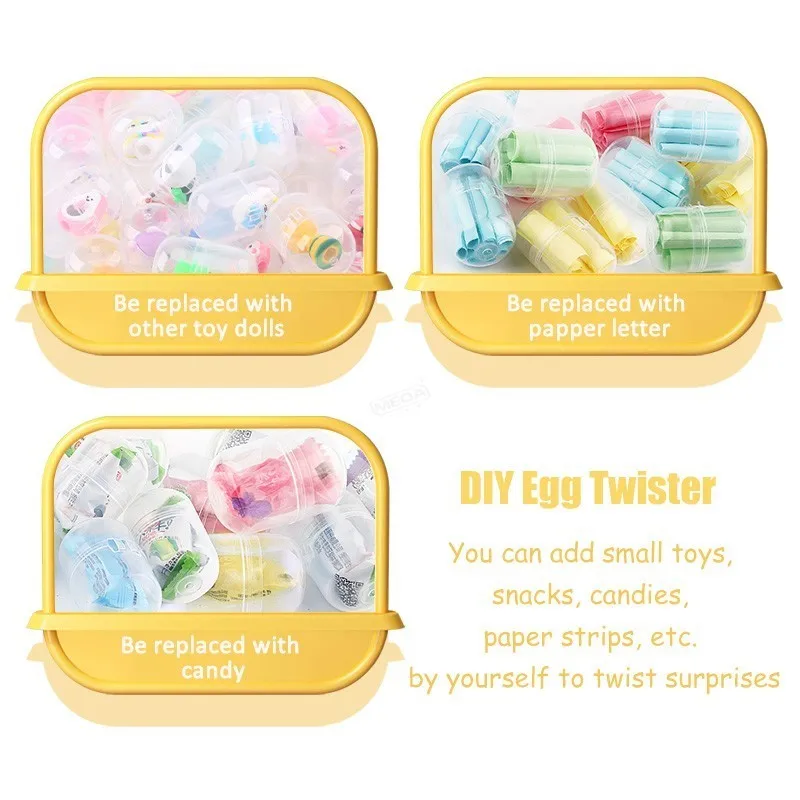 Gachapon Machines Blind Box with 6pcs Random Capsule Egg Christmas Twisting Machine Cardboard Box with Capsule Toys for Kids