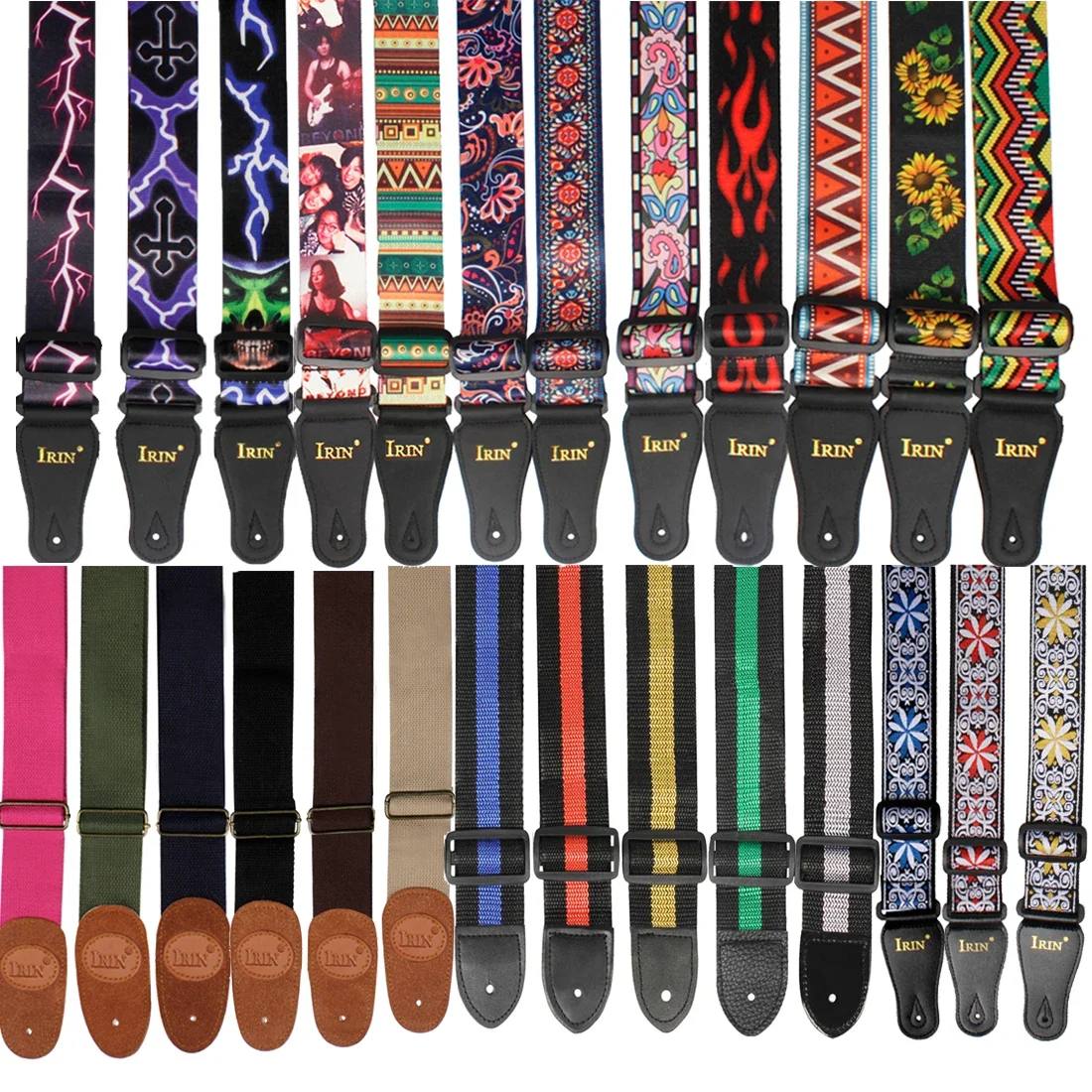 Guitar Strap Adjustable Polyester High-Grade Printing Ethnic Style Pure Cotton Embroidery Electric Acoustic Guitar Accessories