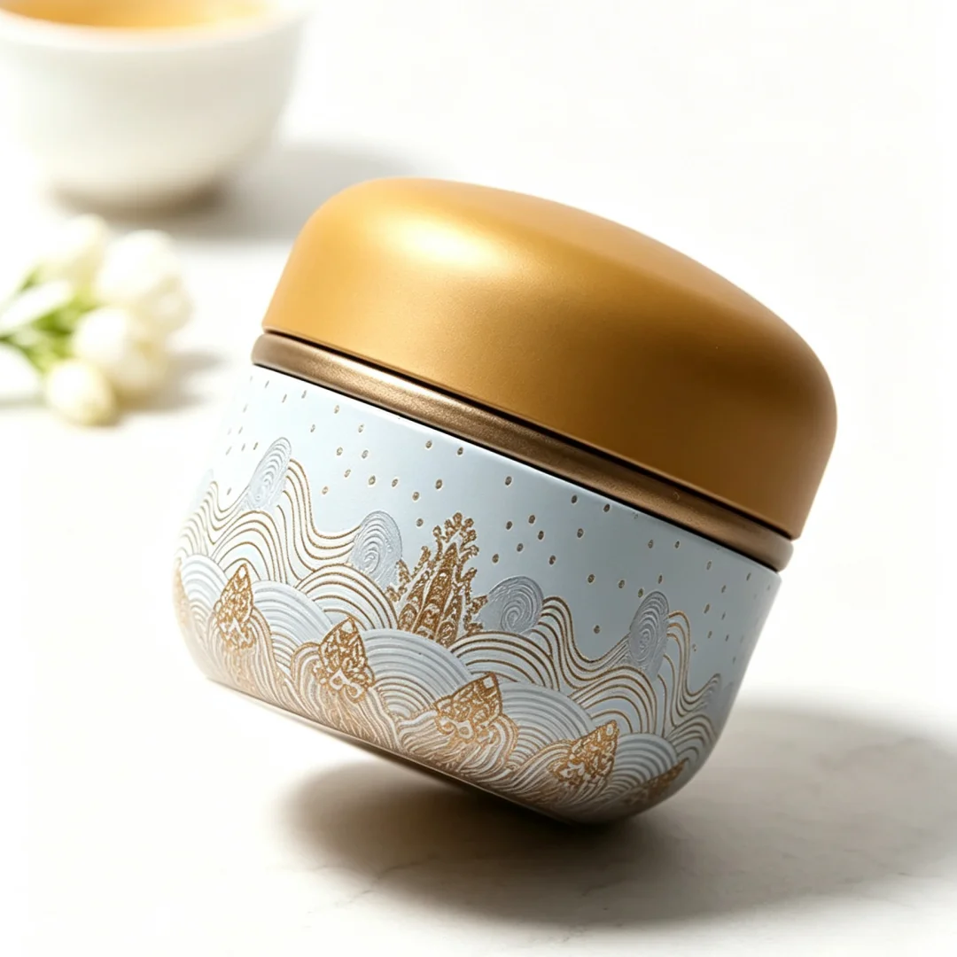 Vintage Airtight Tea Storage Tin - Rustproof Portable Metal Jar,Dual-Lid 30-50g Capacity for Coffee/Tea & Dry Food (85x87mm)