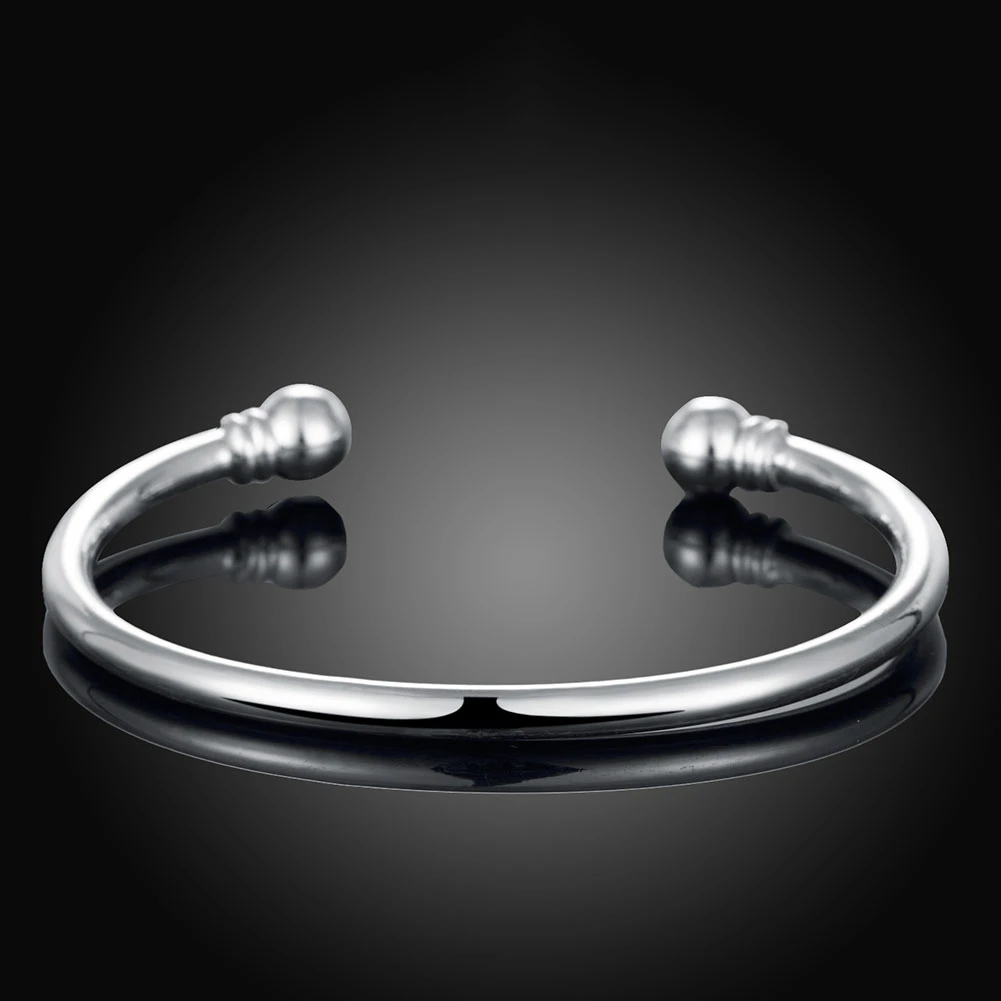 New korean fashion charms fine Simple bangles 925 sterling Silver cuff Bracelets for Women Fashion Wedding Party Gifts Jewelry