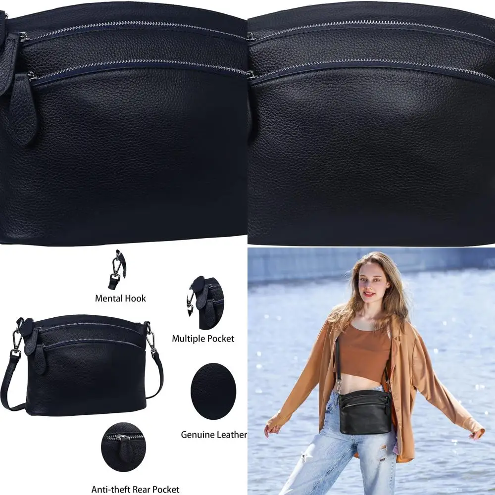 

Women's Multi-Pocket Crossbody Bags, Functional Small Leather Purse, Shoulder Satchel Handbags for Everyday Use