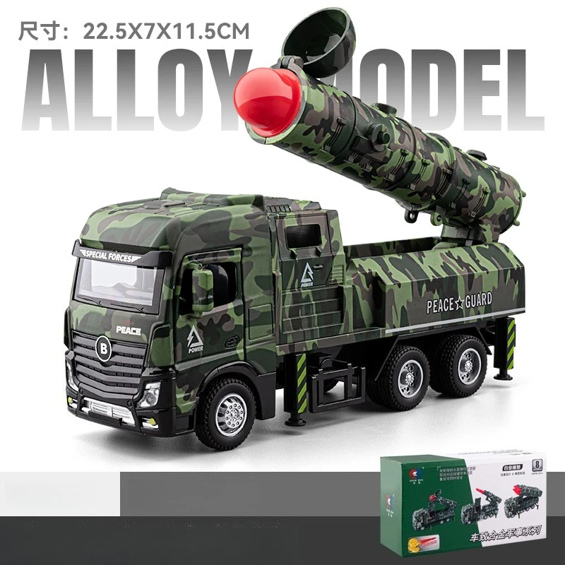 1:32 Intercontinental Raketenfahrzeuge, Spielzeugautos, Modelle mit zurückziehbarem Licht, Sound, Miniatur-Panzerwagen, Lernspielzeug für Jungen