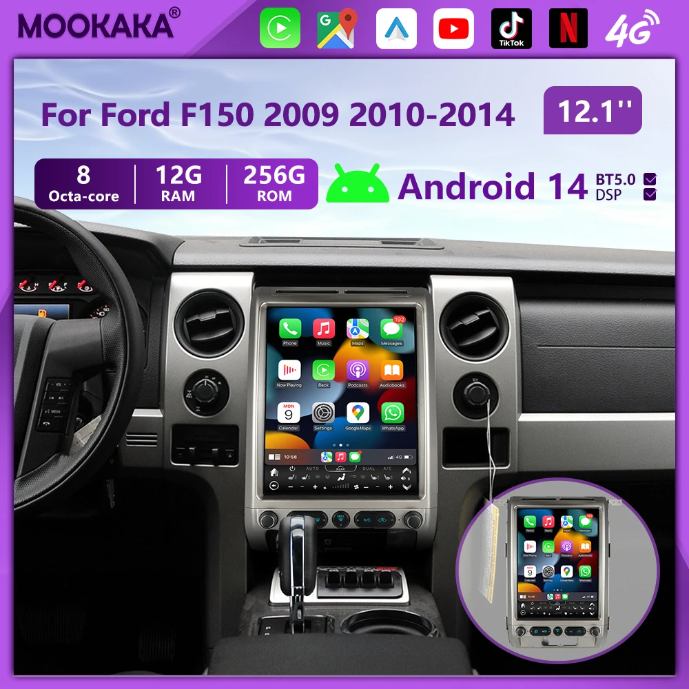 

12.1 Inch Vertical Screen Android14 8+128GB For Ford Raptor F150 2009-2014 Car GPS Navigation Multimedia Player Radio Head Unit