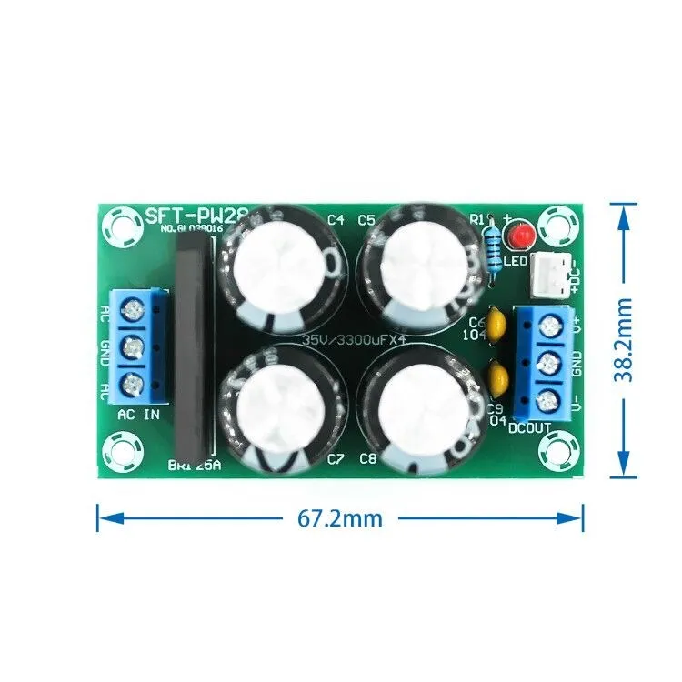 1PCS PW28 Dual Power Filter Power Amplifier Board Rectifier High Current 25A Flat Bridge Unregulated Power Supply Board DIY