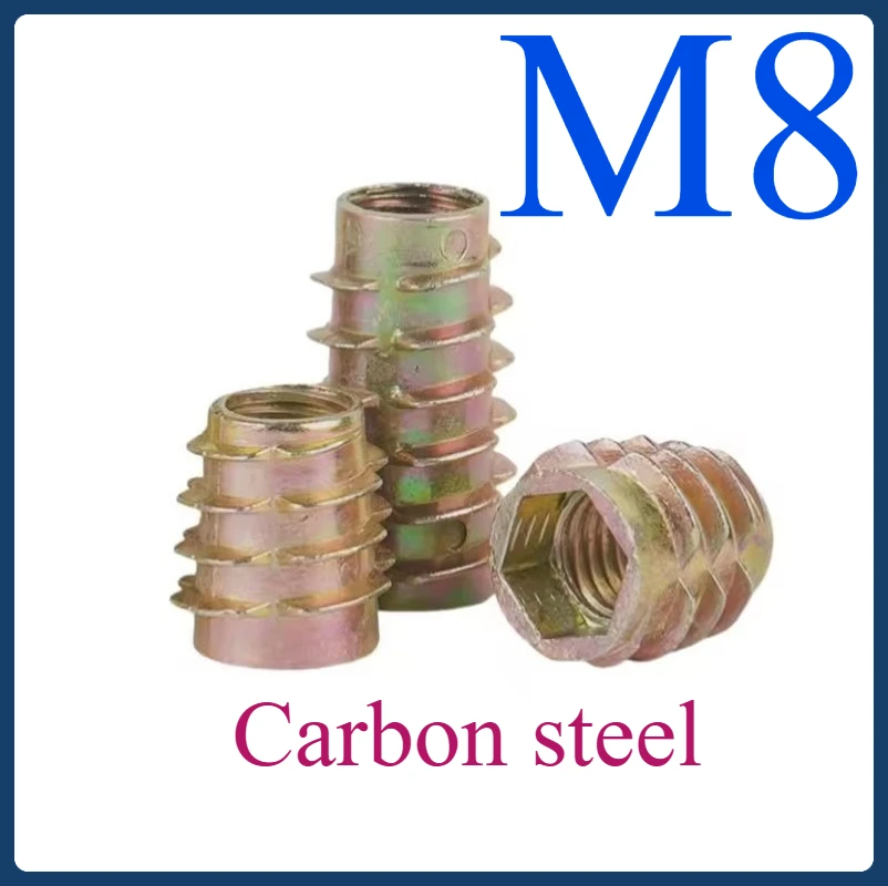 

M8 Zinc Alloy Threaded Hex Socket Insert Nuts - Flanged Drive Embedded Wood Fasteners for Furniture