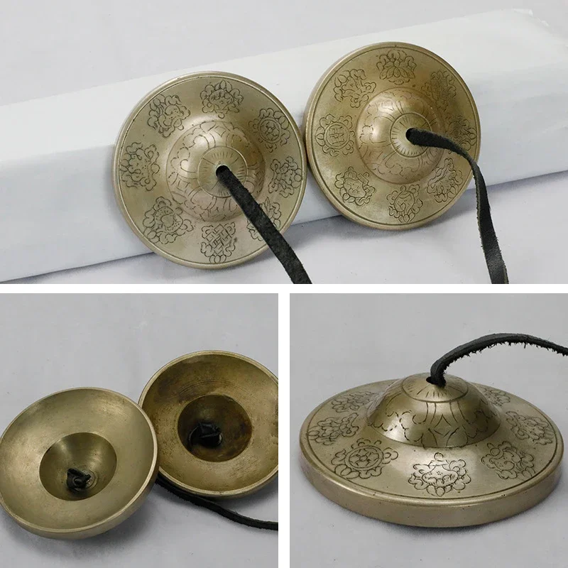 Nepal Handmade Tinkle Bell Large Brass Cymbals Bells Set Yoga Meditation Tibetan Bell Sound Healing Instrument Buddhist Supplies