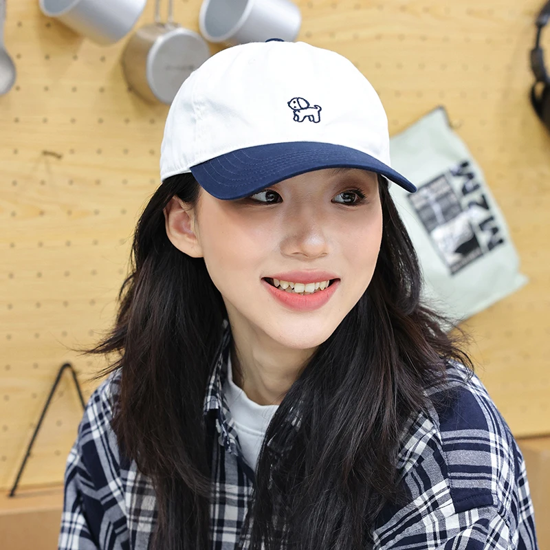 

Unisex Cute Little Dog Embroidery Baseball Caps Washed Cotton Soft Top Street Style Spring Summer Versatile Japanese Style Hats